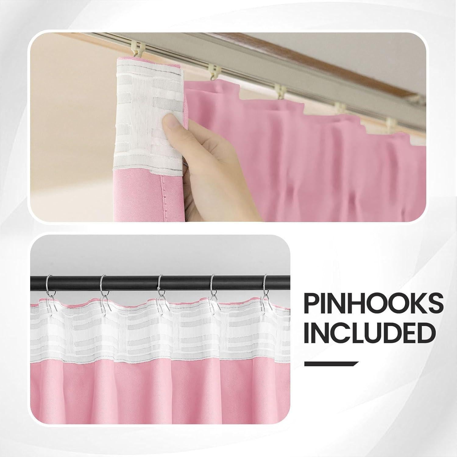 Cortinas Opacas Rosa Grichril 2 Paneles 132x213 cm