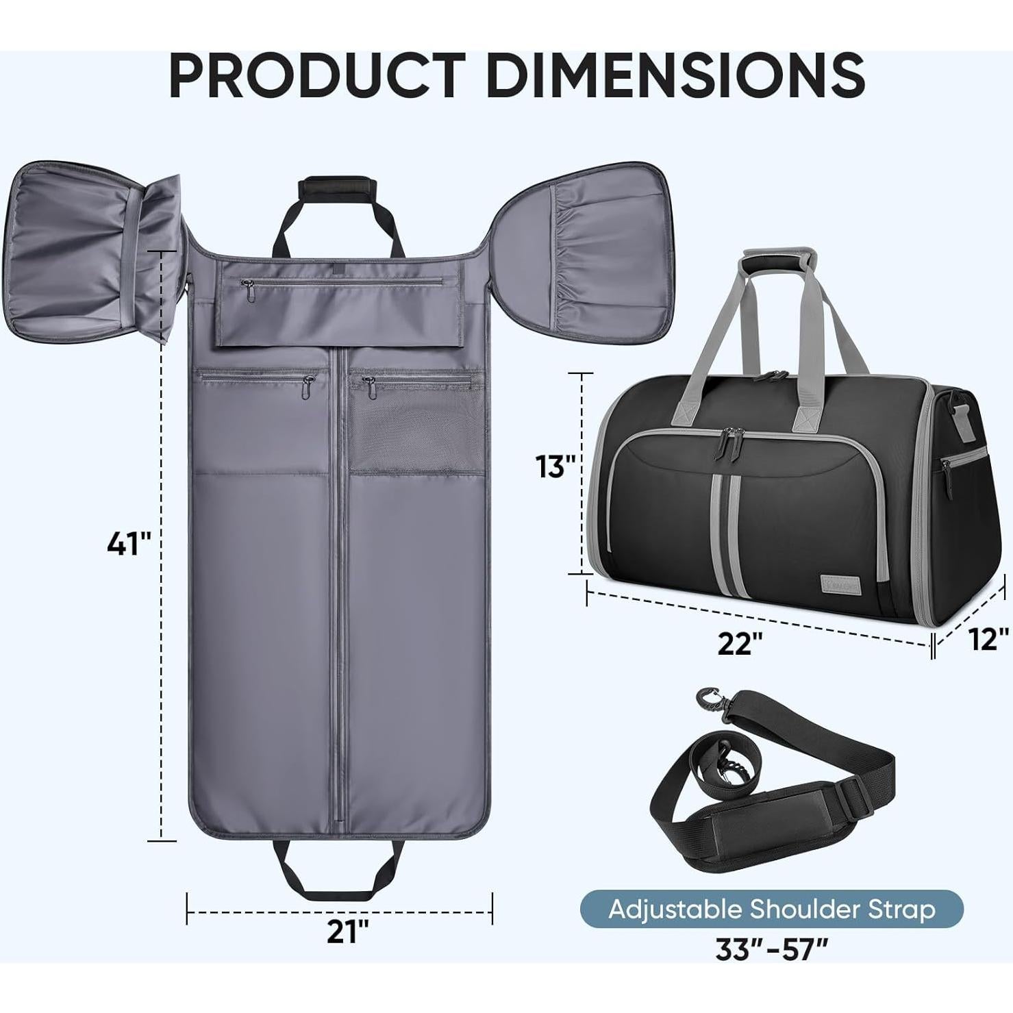 Bolsa de Ropa Convertible BALEINE 2 en 1 con Compartimento para Zapatos