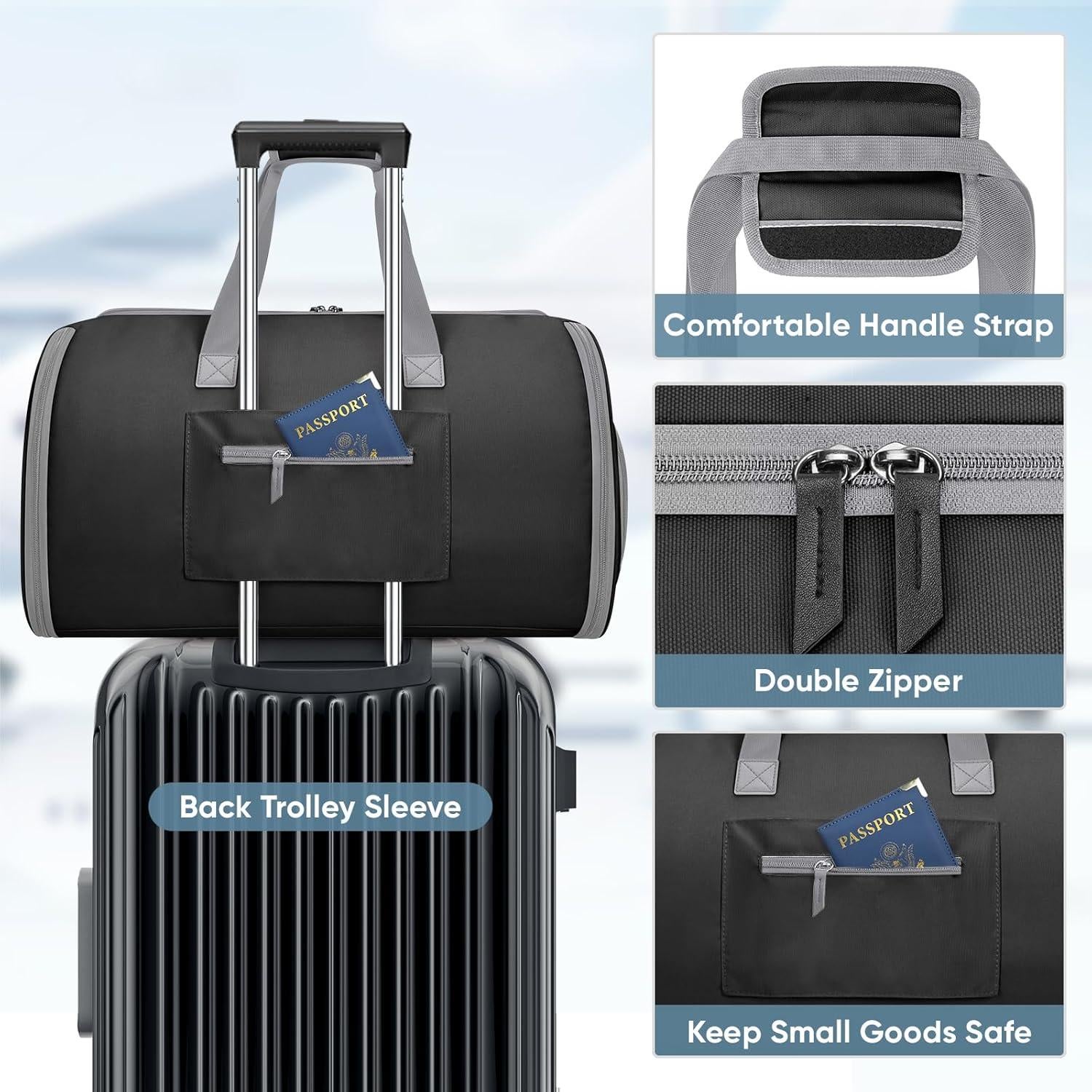 Bolsa de Ropa Convertible BALEINE 2 en 1 con Compartimento para Zapatos