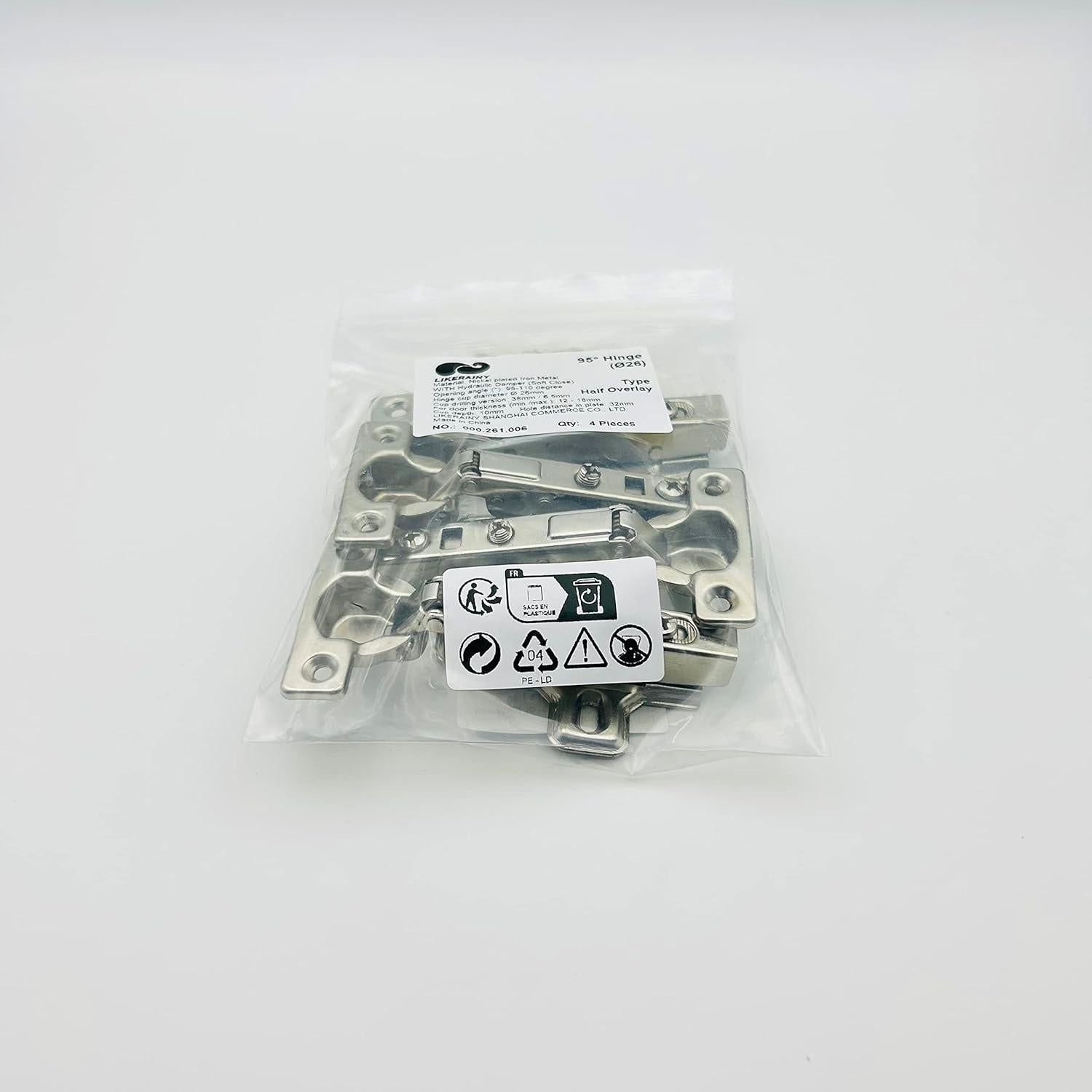 Bisagra Media Superposición LIKERAINY 26mm con Amortiguador - Paquete de 4