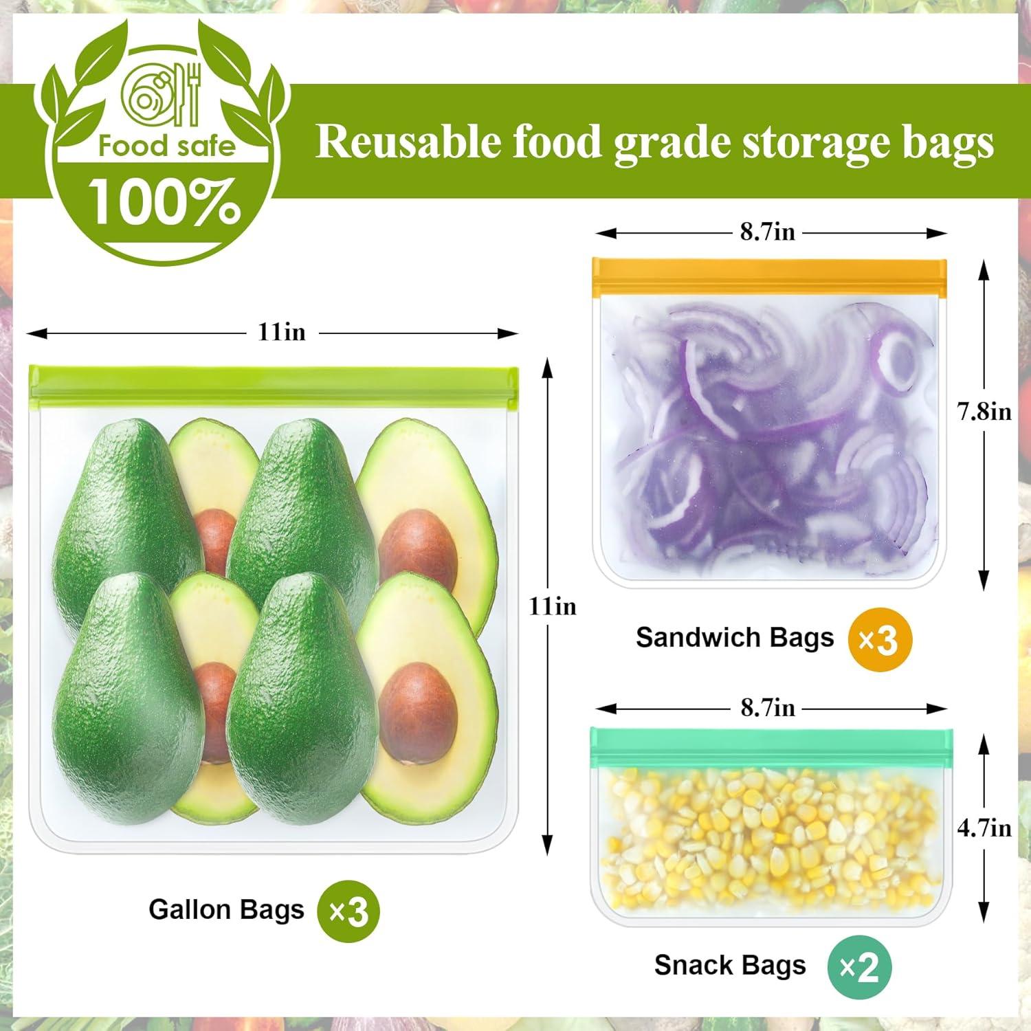 Paquete de 8 Bolsas de Silicona Reutilizables TROUSKAIG