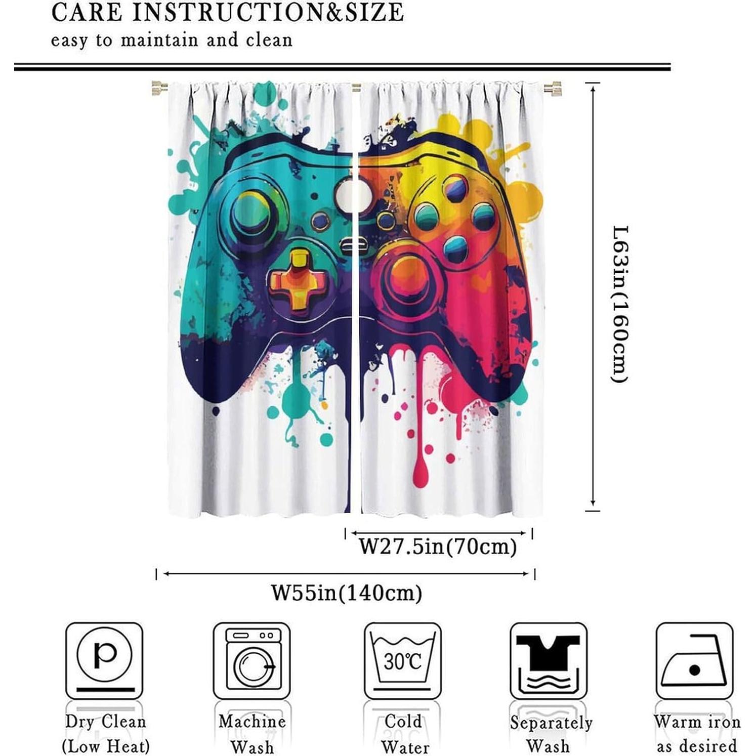 Cortinas Gamer OVBOKEY 55x63 cm para Cuarto de Niños