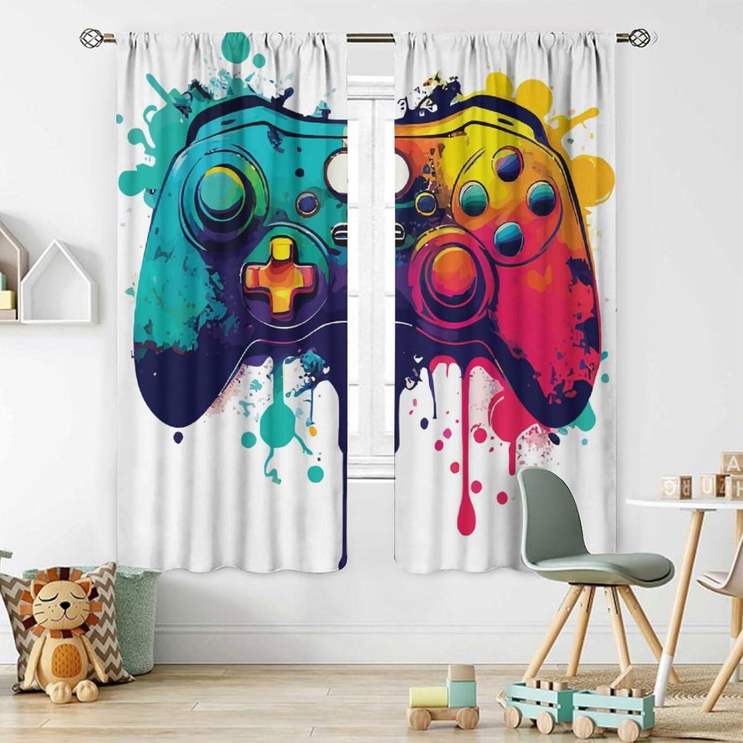 Cortinas Gamer OVBOKEY 55x63 cm para Cuarto de Niños