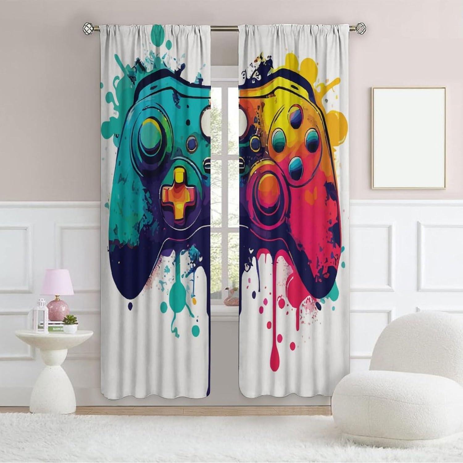 Cortinas Gamer OVBOKEY 55x63 cm para Cuarto de Niños