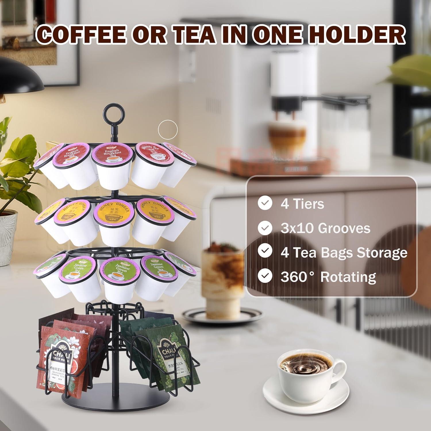 Soporte giratorio para 30 cápsulas K-Cup + 60 bolsas de té Eastsign