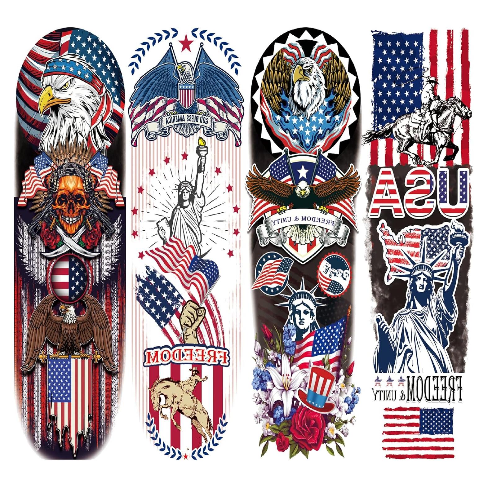 Tatuaje Temporal de Manga Completa Briyhose 4 de Julio 48x17cm