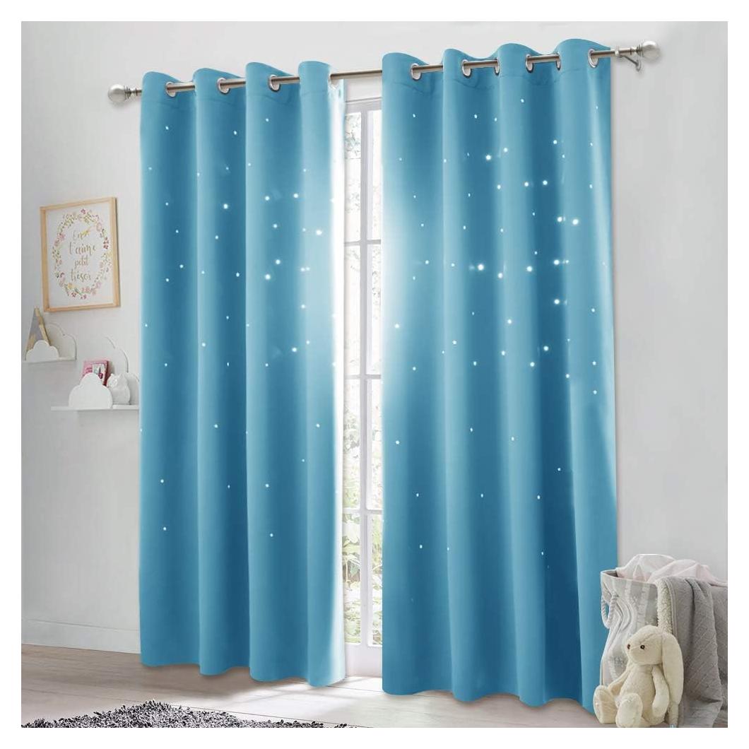 Cortina Opaca NICETOWN Estrellas 132x213 cm Azul Teal