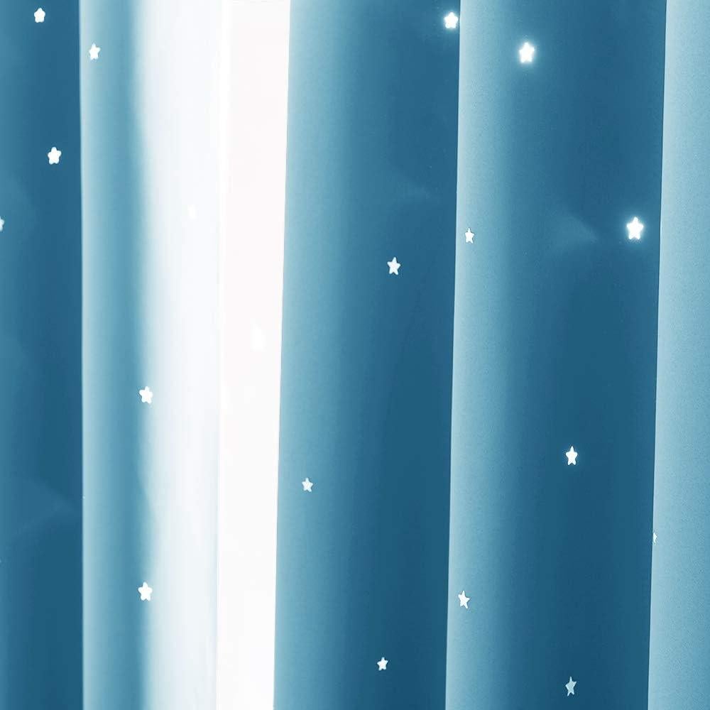 Cortina Opaca NICETOWN Estrellas 132x213 cm Azul Teal