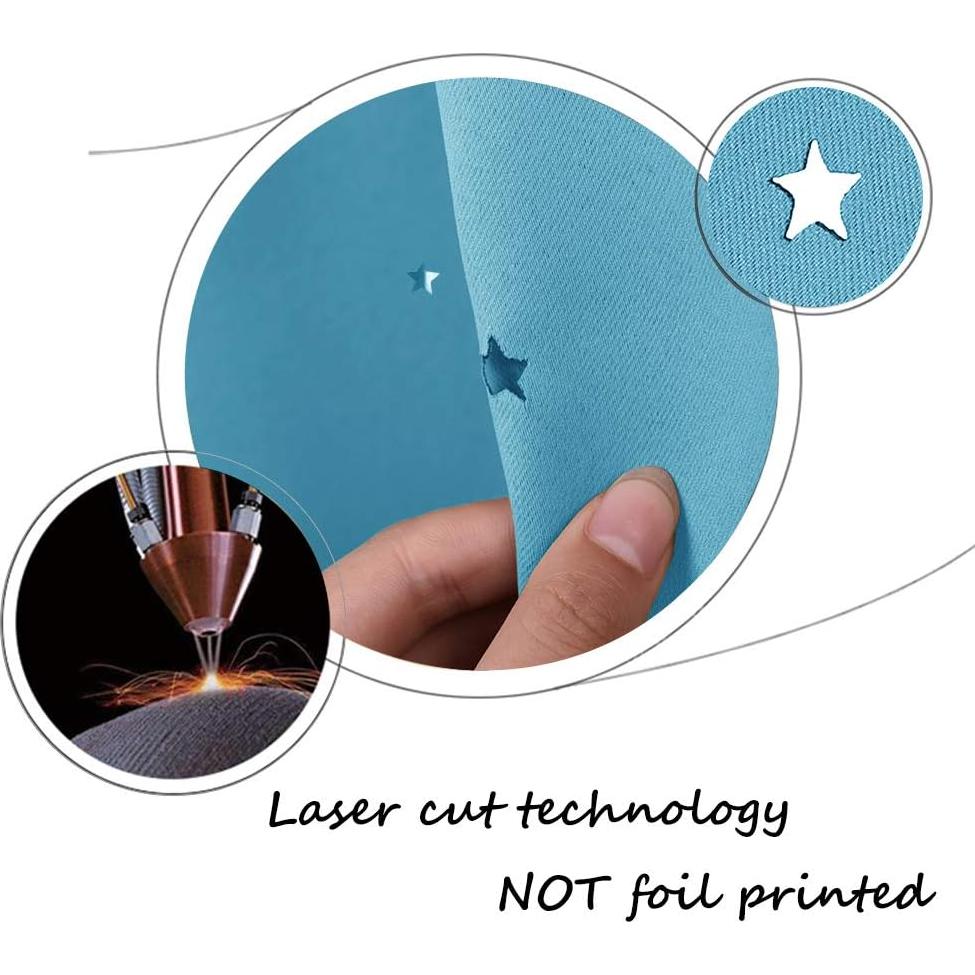 Cortina Opaca NICETOWN Estrellas 132x213 cm Azul Teal