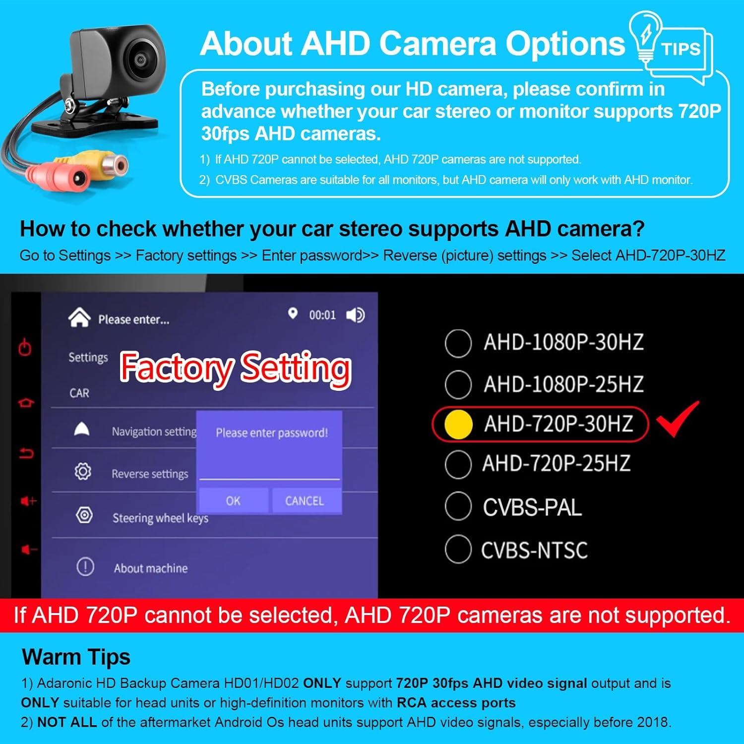 Cámara de Respaldo AHD 720P TBL HD01 160° Visión Nocturna