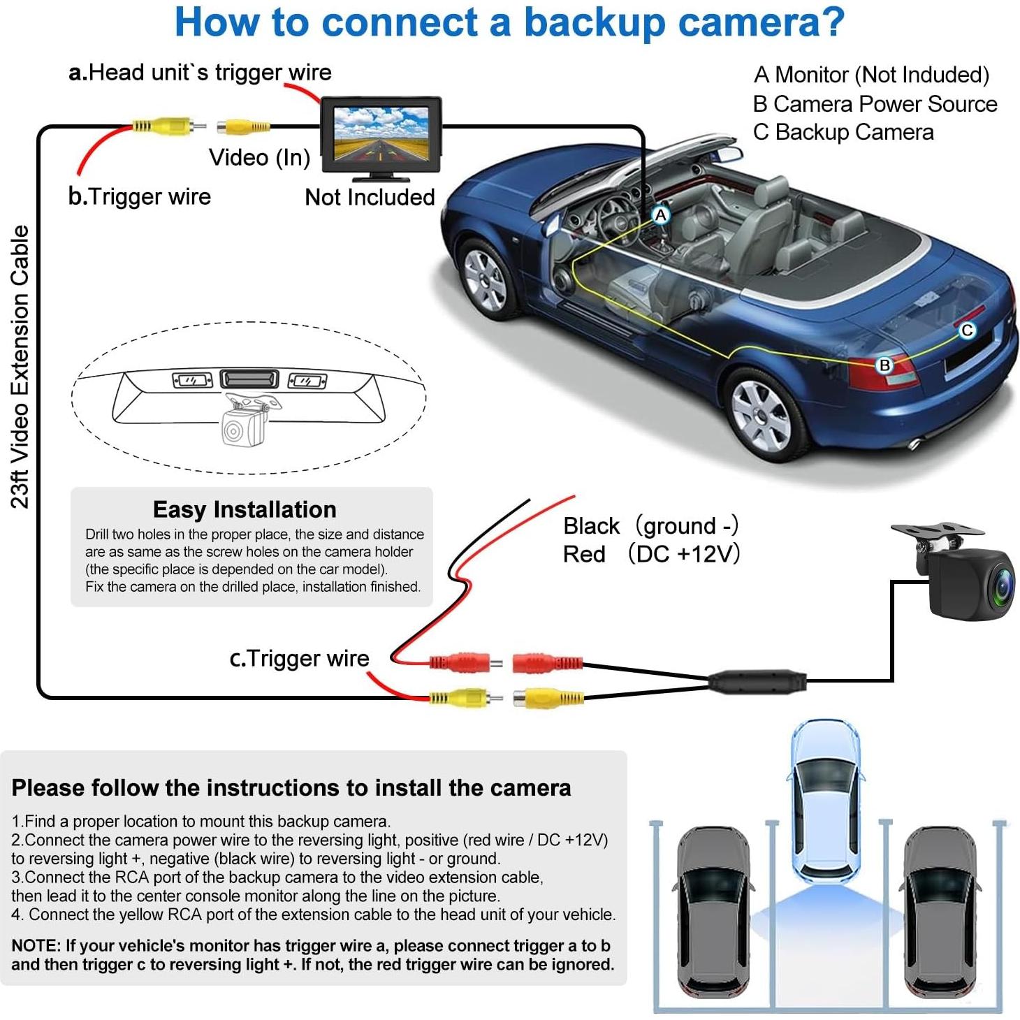 Cámara de Respaldo AHD 720P TBL HD01 160° Visión Nocturna