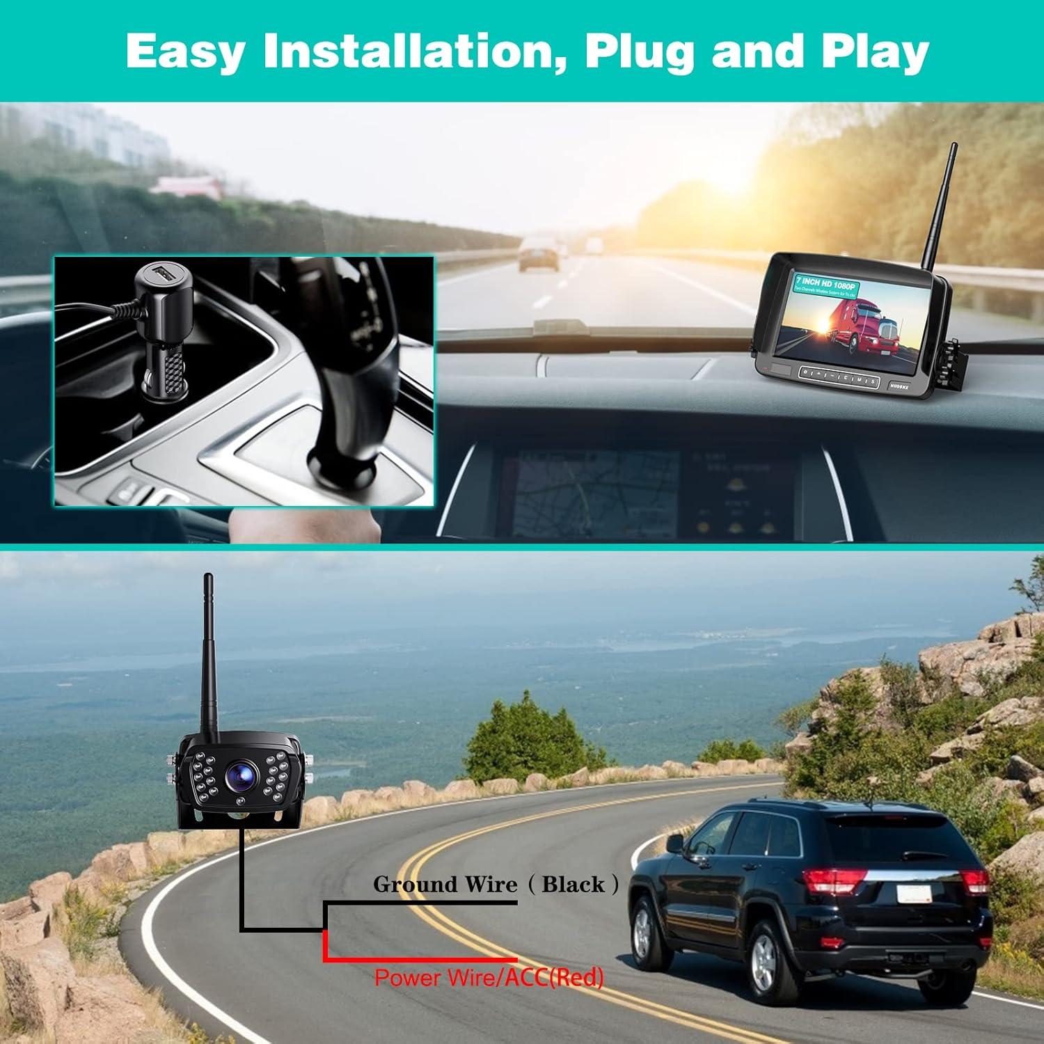 Cámara de Respaldo Inalámbrica Nuoenx 7" HD IP68 152°