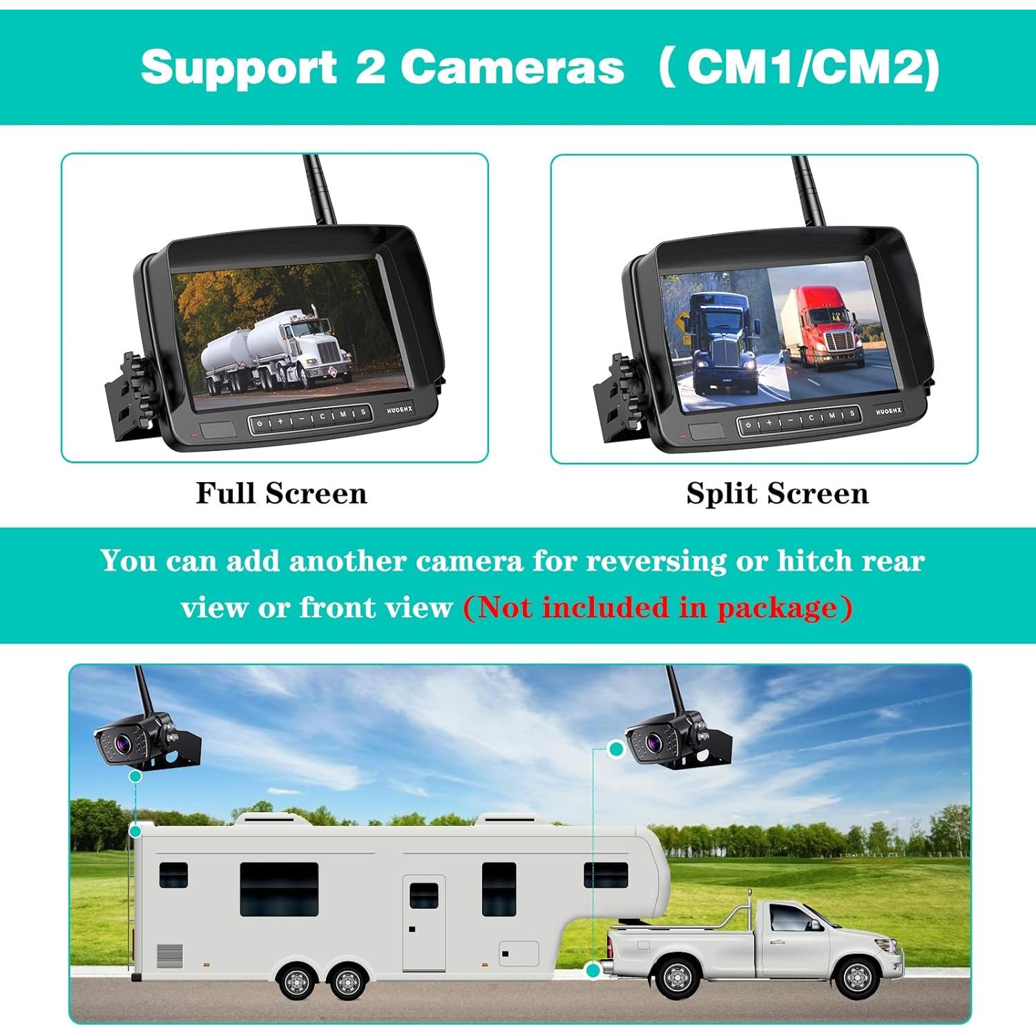 Cámara de Respaldo Inalámbrica Nuoenx 7" HD IP68 152°