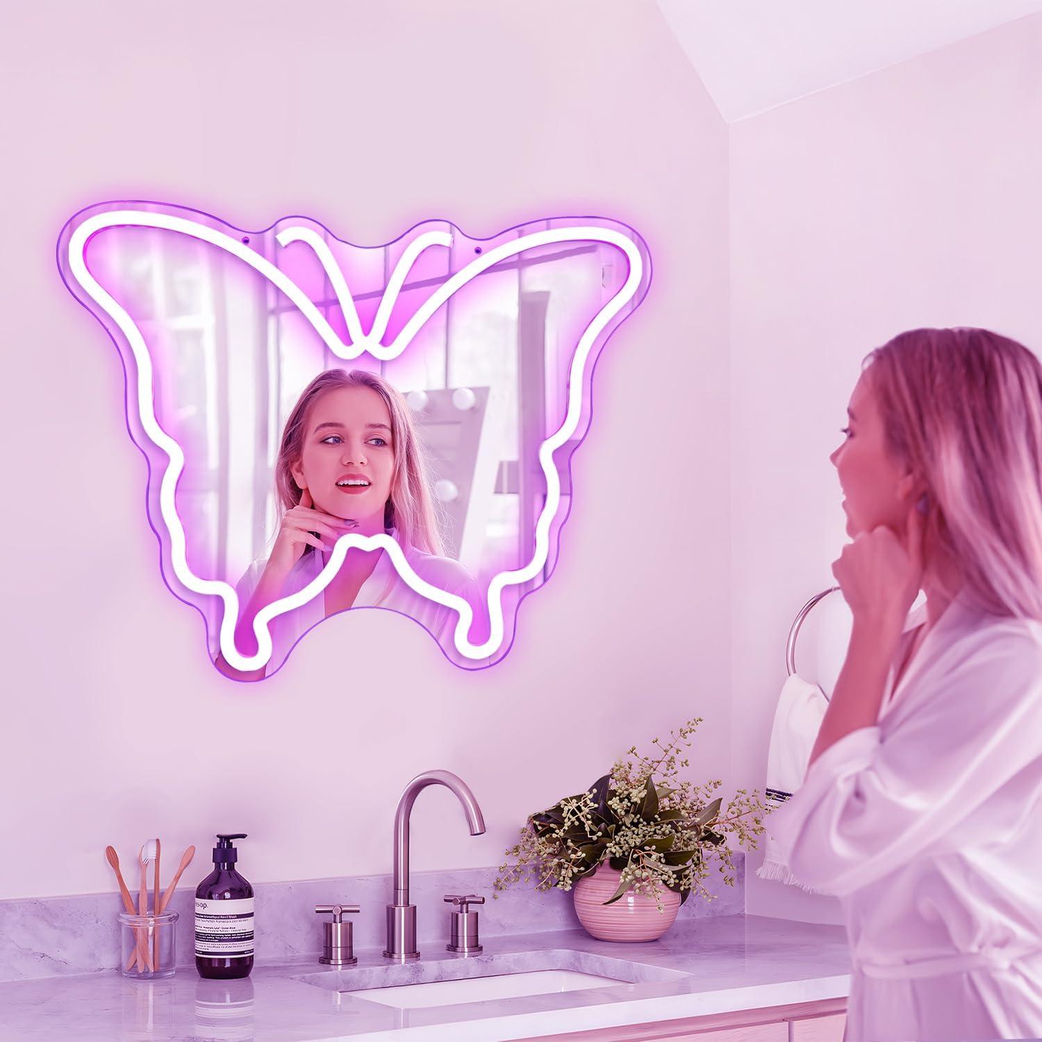 Espejo de Pared LED Mariposa Vveikea Dimmable 28.2x19.8cm