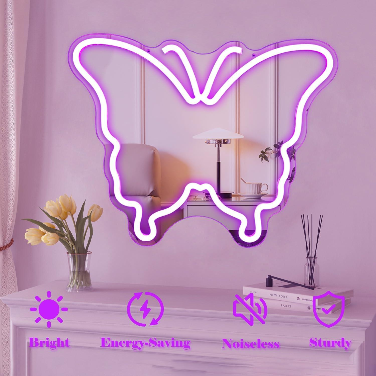 Espejo de Pared LED Mariposa Vveikea Dimmable 28.2x19.8cm