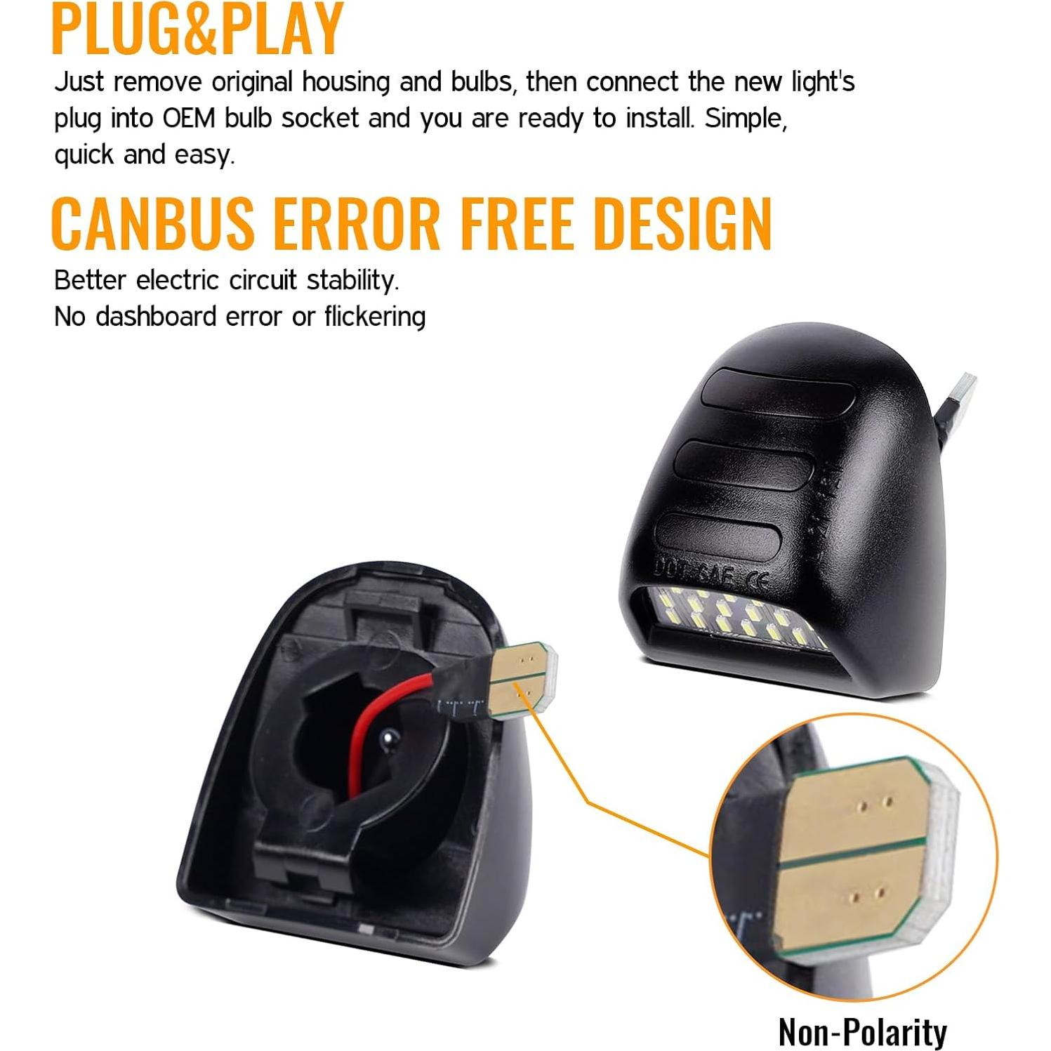 Luces de Placa de Licencia LED Gempro Ámbar para Chevy y Cadillac