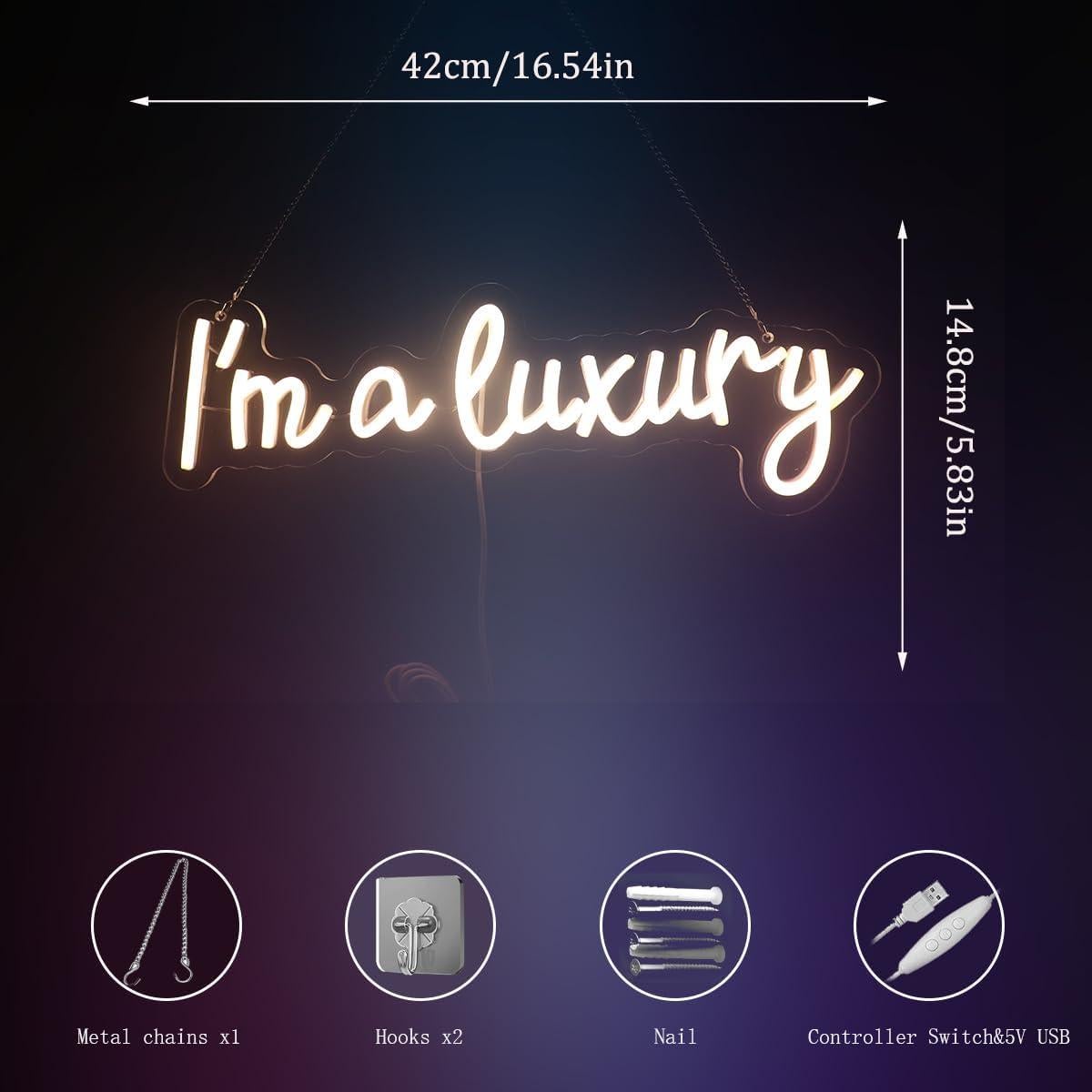 Letrero de Neón LED Soy un Lujo Nordstylee USB 35.56x30.48cm