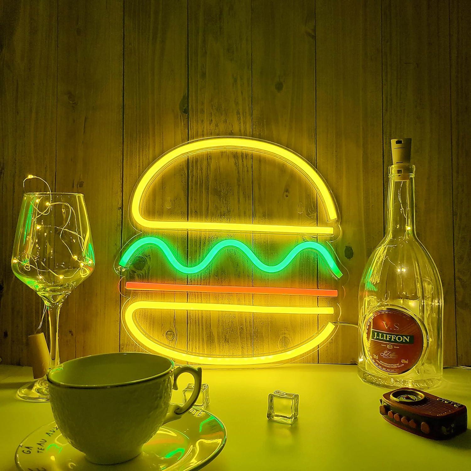 Luz de Neón LED Hamburguesa Cynzia 30.48x30.48cm USB