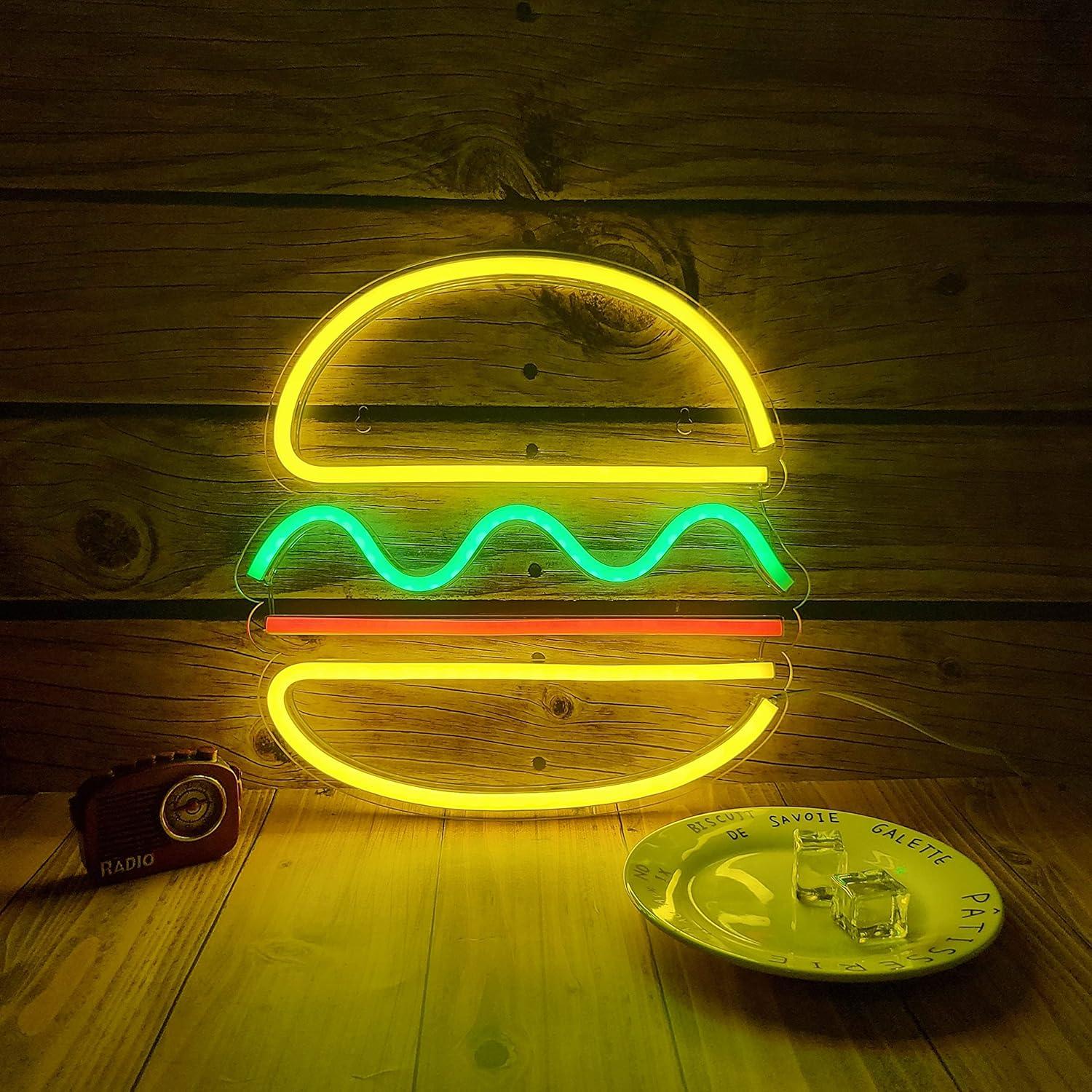 Luz de Neón LED Hamburguesa Cynzia 30.48x30.48cm USB