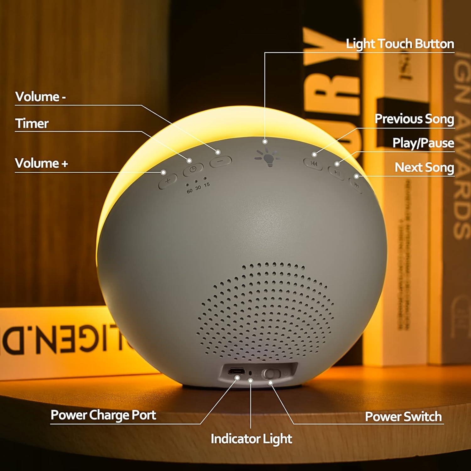 Baby Nursery White Noise Machine, Baby Night Light Sound Machine, White Noise Sound Machine Kids 12 Soothing Sounds Touch Lamp Memory Timer Function - Yellow & No Bluetooth