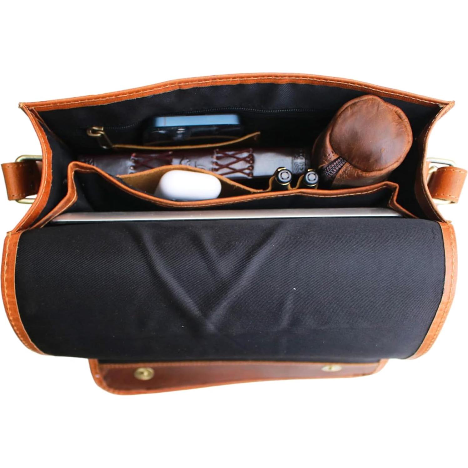 Maletín de cuero Jaald para laptop 11" unisex 28x22 cm