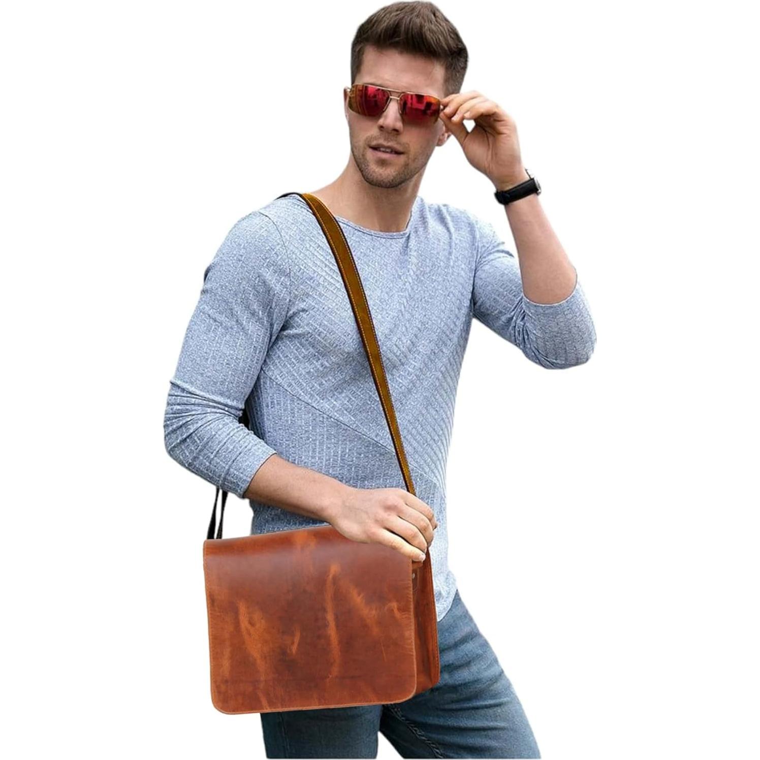 Maletín de cuero Jaald para laptop 11" unisex 28x22 cm