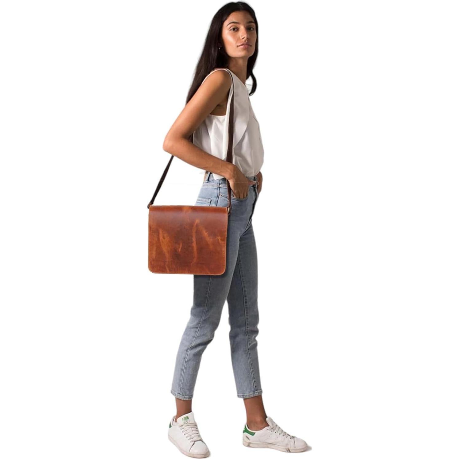 Maletín de cuero Jaald para laptop 11" unisex 28x22 cm