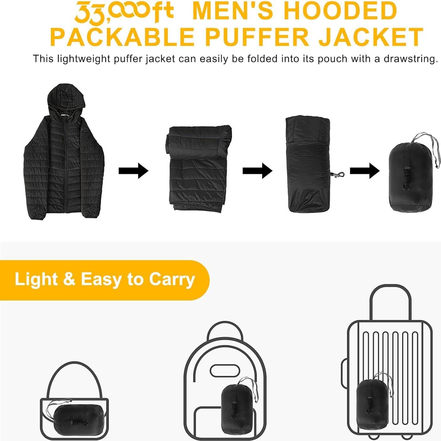 Chaqueta de invierno acolchada 33,000ft para hombre negra