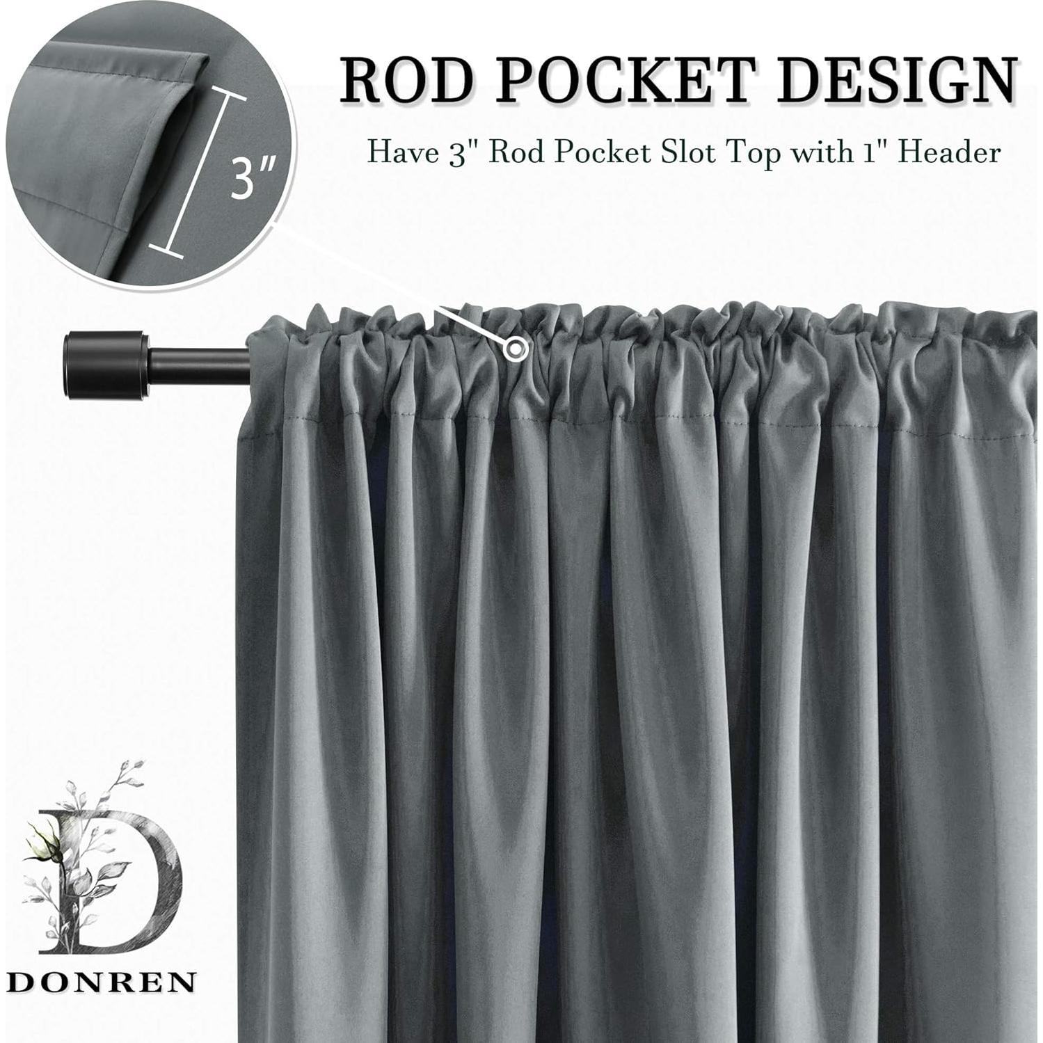 Cortinas Opacas DONREN 24x36" 2 Paneles Aislantes Gris