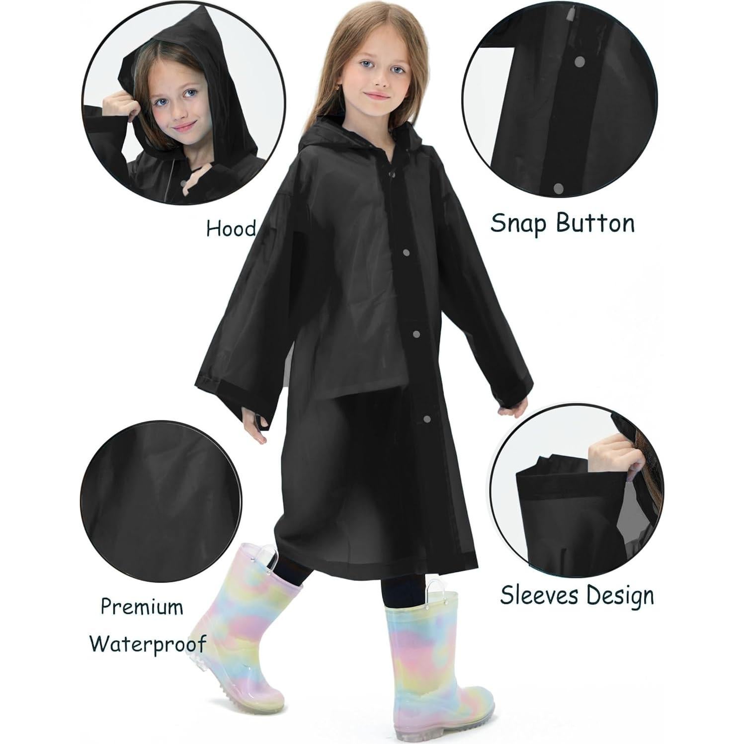 Paquete de 2 ponchos de lluvia reutilizables para niños - EVA