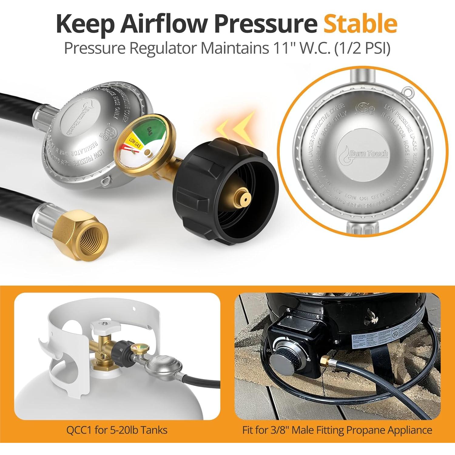 Regulador de Manguera de Propano Jakivew 3FT con Medidor