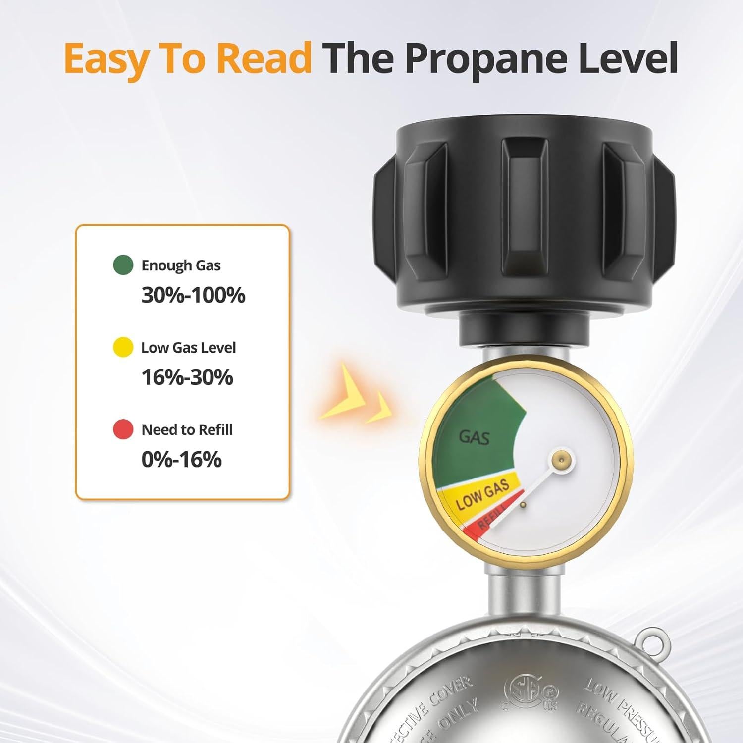 Regulador de Manguera de Propano Jakivew 3FT con Medidor