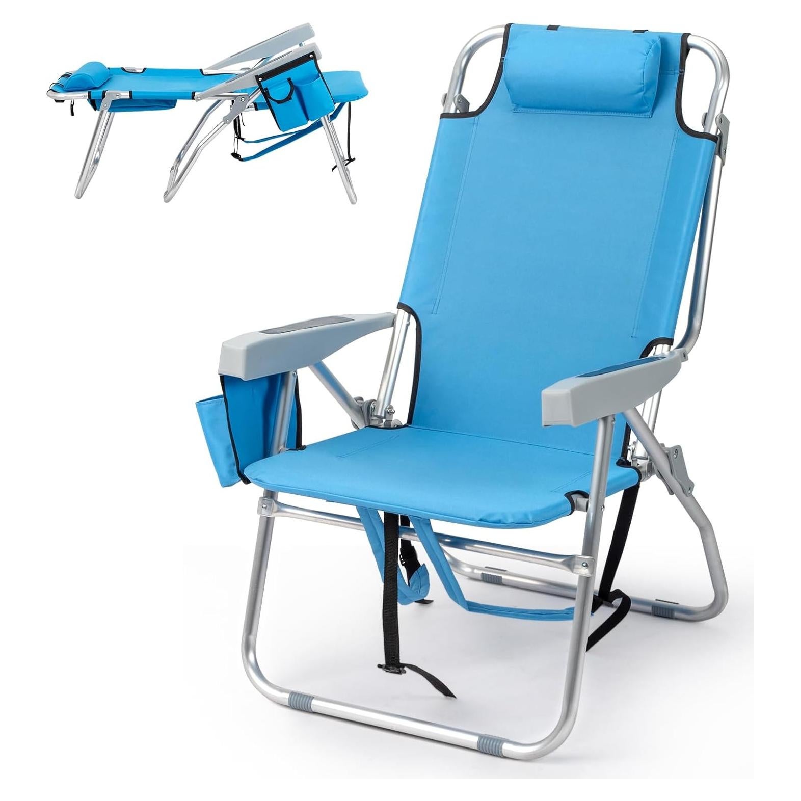 Silla de Playa Outvita Ajustable 5 Posiciones con Bolsa Térmica