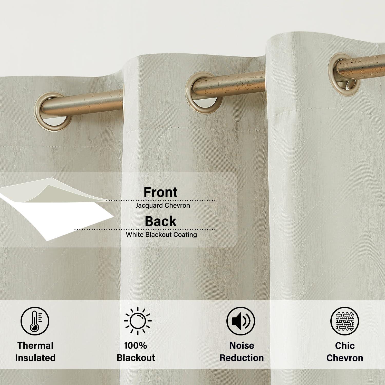 Cortinas Chevron Total Blackout Treatmentex 2 Paneles 100% Opacas