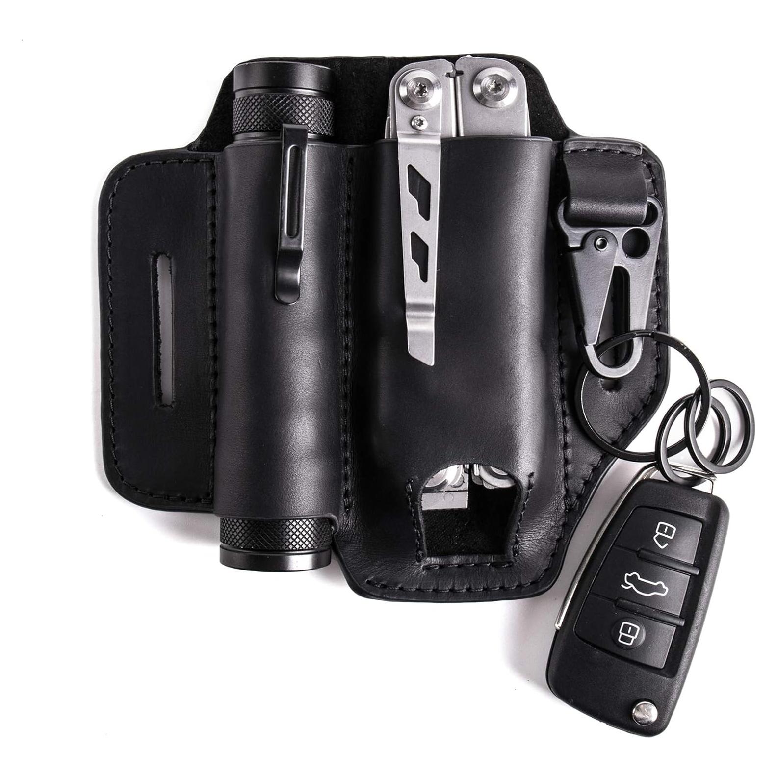 Funda de Cuero Gentlestache para Multiherramienta EDC Negro