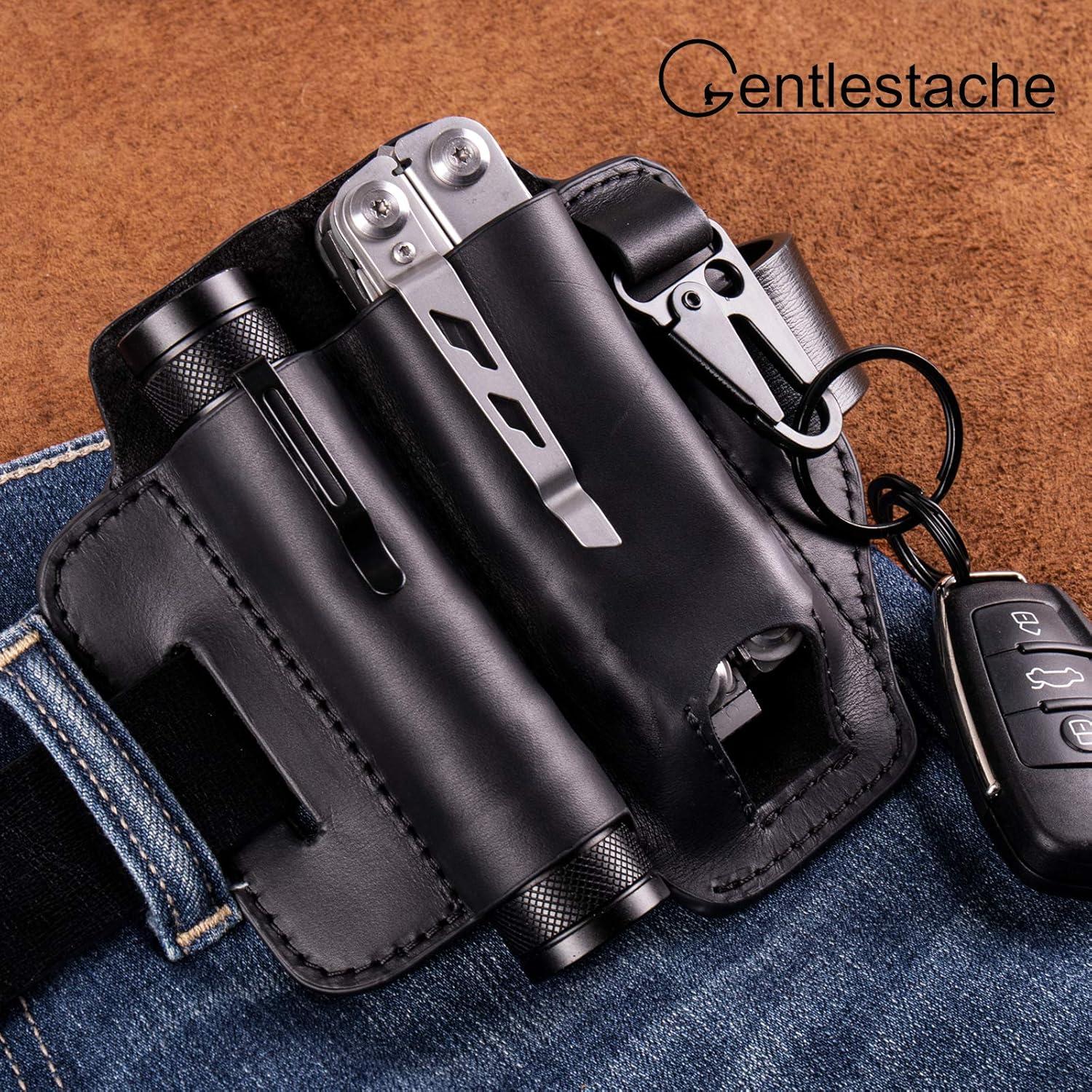 Funda de Cuero Gentlestache para Multiherramienta EDC Negro