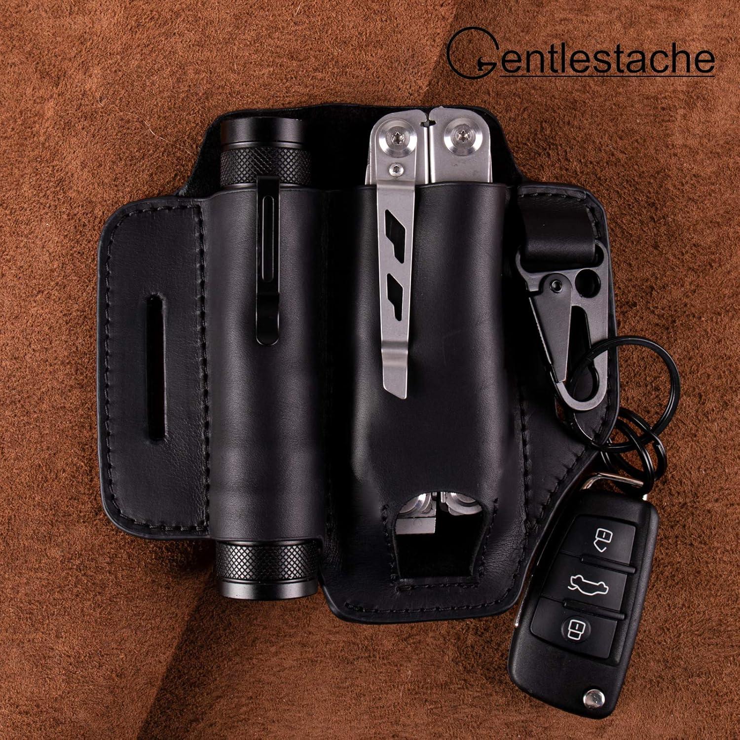 Funda de Cuero Gentlestache para Multiherramienta EDC Negro