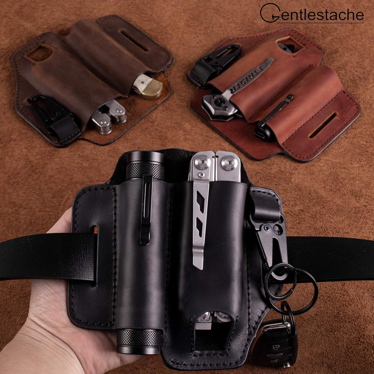 Funda de Cuero Gentlestache para Multiherramienta EDC Negro