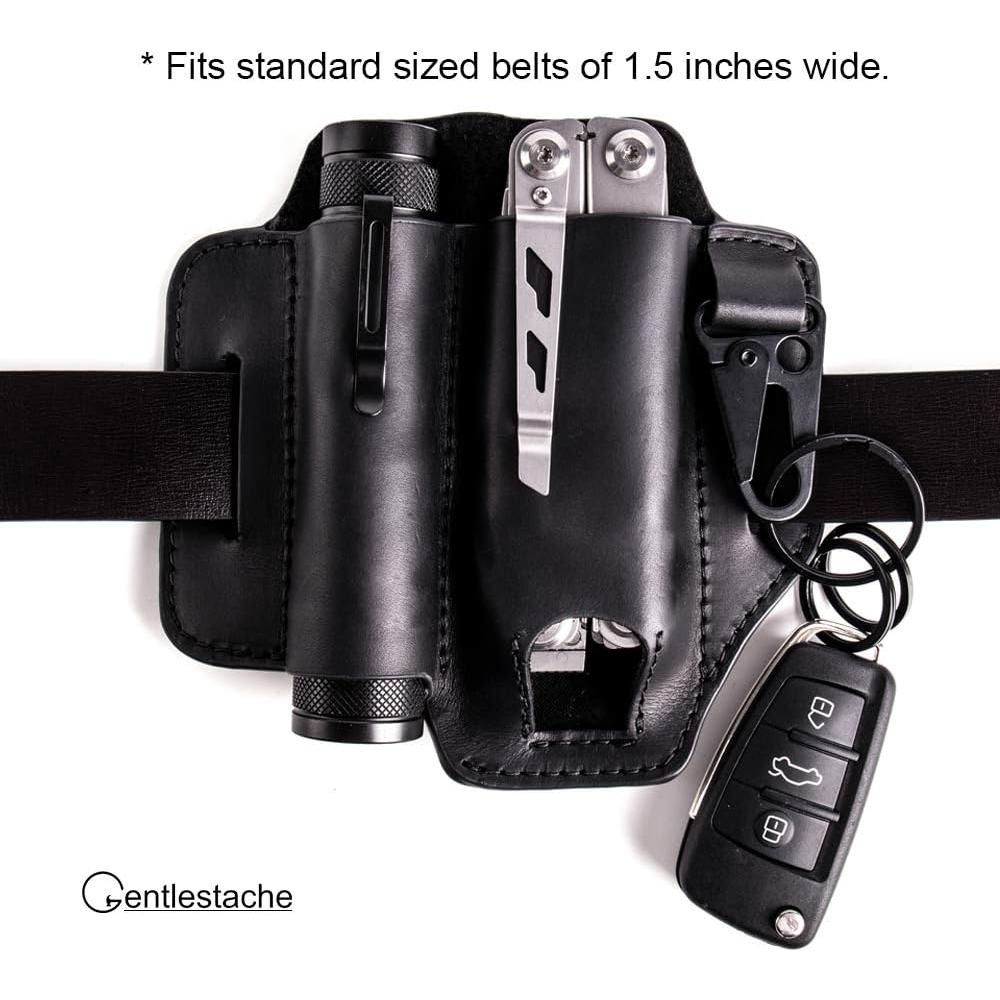 Funda de Cuero Gentlestache para Multiherramienta EDC Negro
