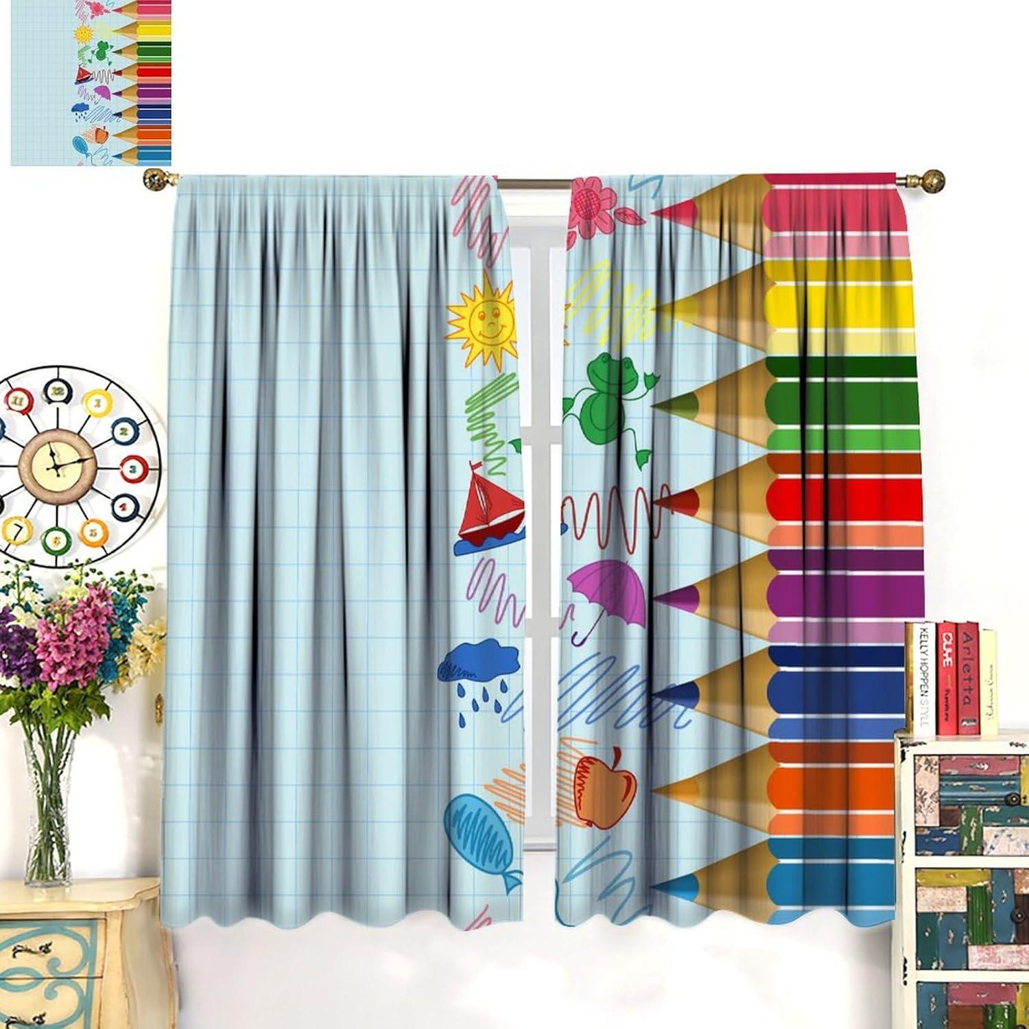 Cortinas Opacas Focusbrite 2 Paneles 107x114cm Diseño Crayón