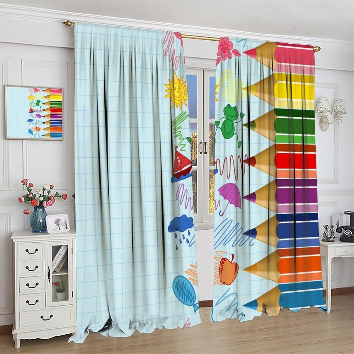 Cortinas Opacas Focusbrite 2 Paneles 107x114cm Diseño Crayón