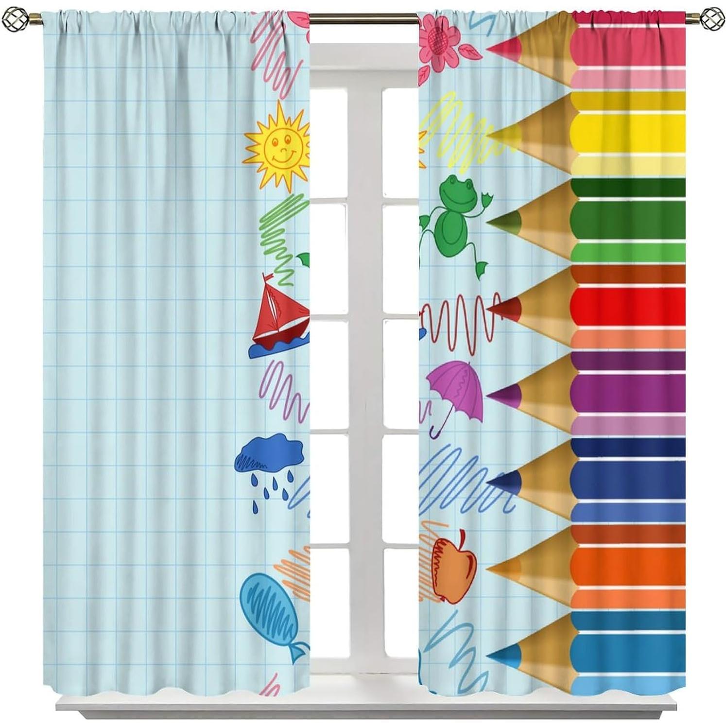 Cortinas Opacas Focusbrite 2 Paneles 107x114cm Diseño Crayón