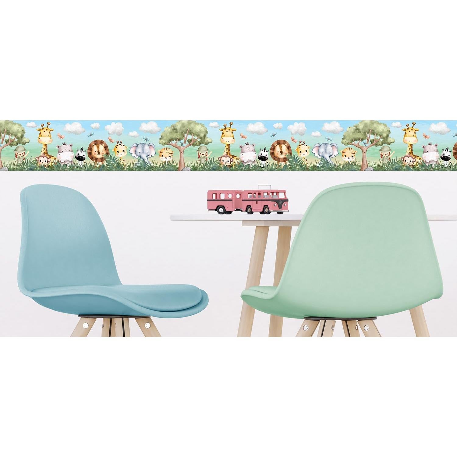 Frontera Autoadhesiva Infantil AG Design Jungle Safari 500x14cm