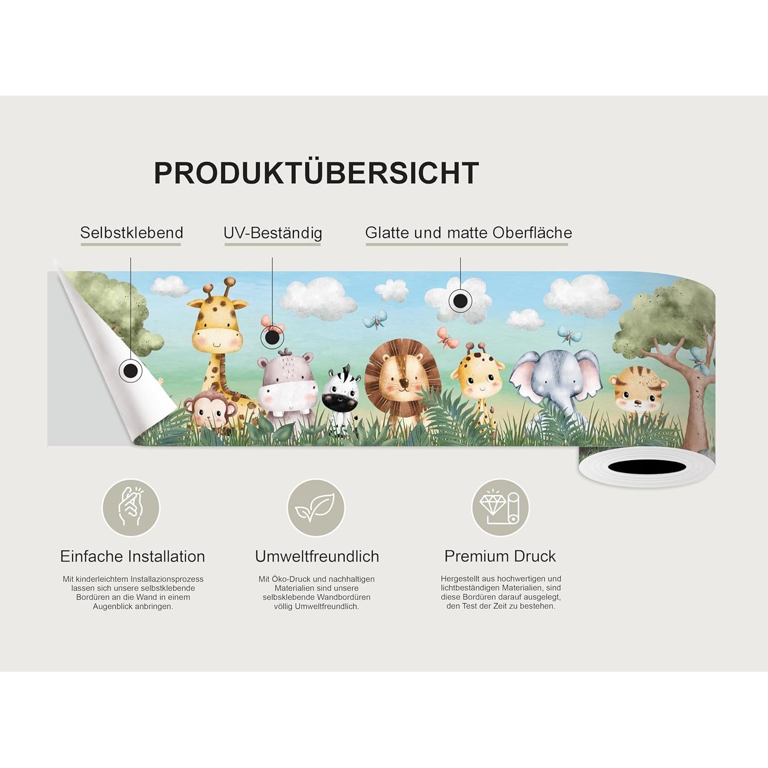 Frontera Autoadhesiva Infantil AG Design Jungle Safari 500x14cm