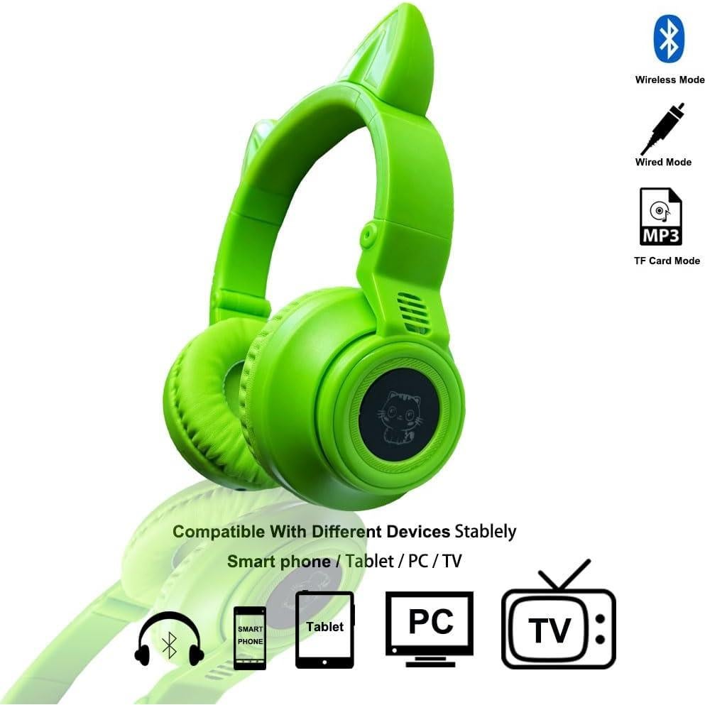 Auriculares Bluetooth Lavifree US-STN26 Niños Verde con Luz LED