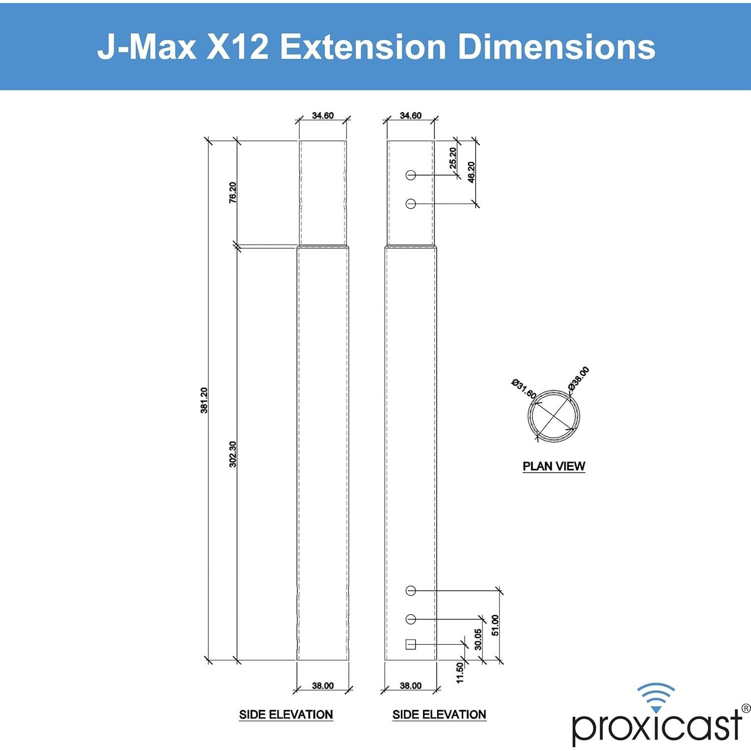 Poste de Extensión de Acero Inoxidable Proxicast 30.5 cm