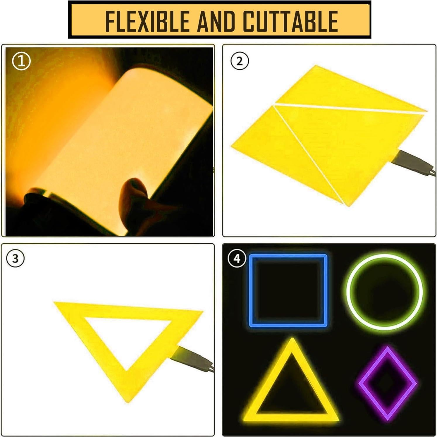 Panel LED Flexible Amarillo 10x10cm Ourbest - Luz Neón Decorativa