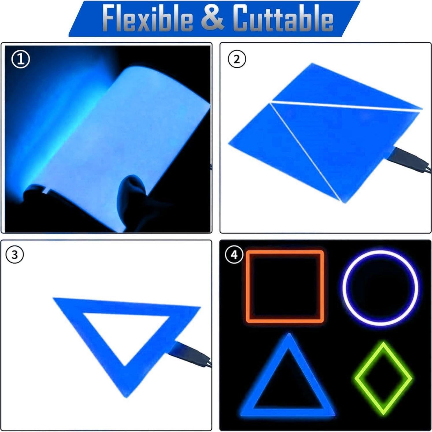 Panel LED Electroluminiscente 5x5cm Azul Ourbest1 - 3 Modos