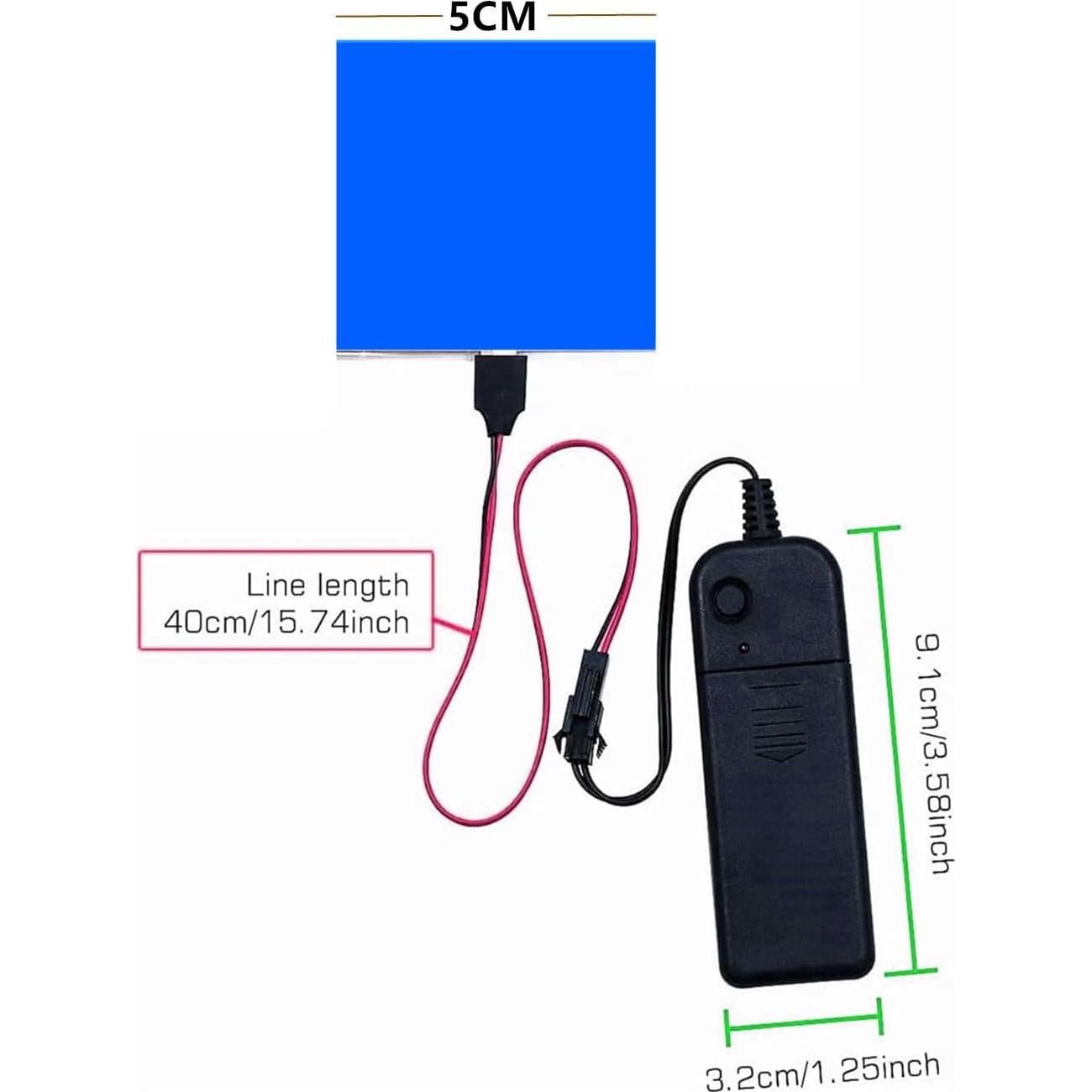 Panel LED Electroluminiscente 5x5cm Azul Ourbest1 - 3 Modos