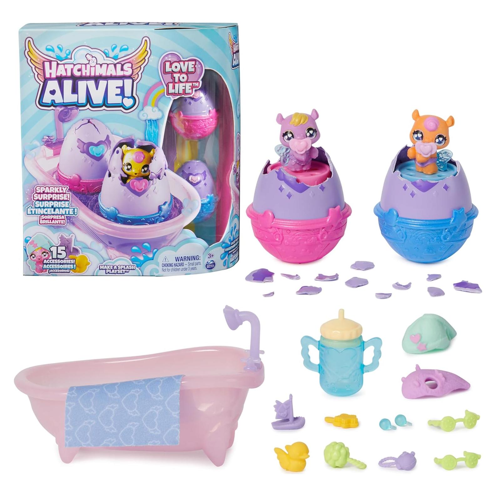 Hatchimals Alive Set de Juego con 2 Hipopótamos y 15 Accesorios